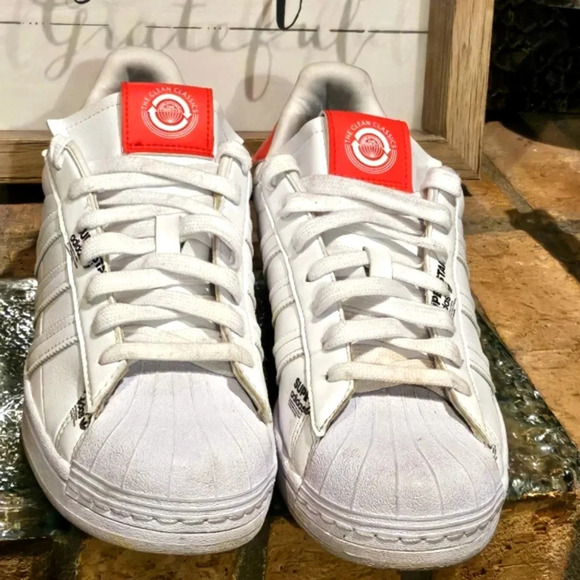 Adidas Originals Superstar Cloud PRIMEGREEN White/Vivid Red GV7672 Mens Sz 8.5 - Picture 2 of 10